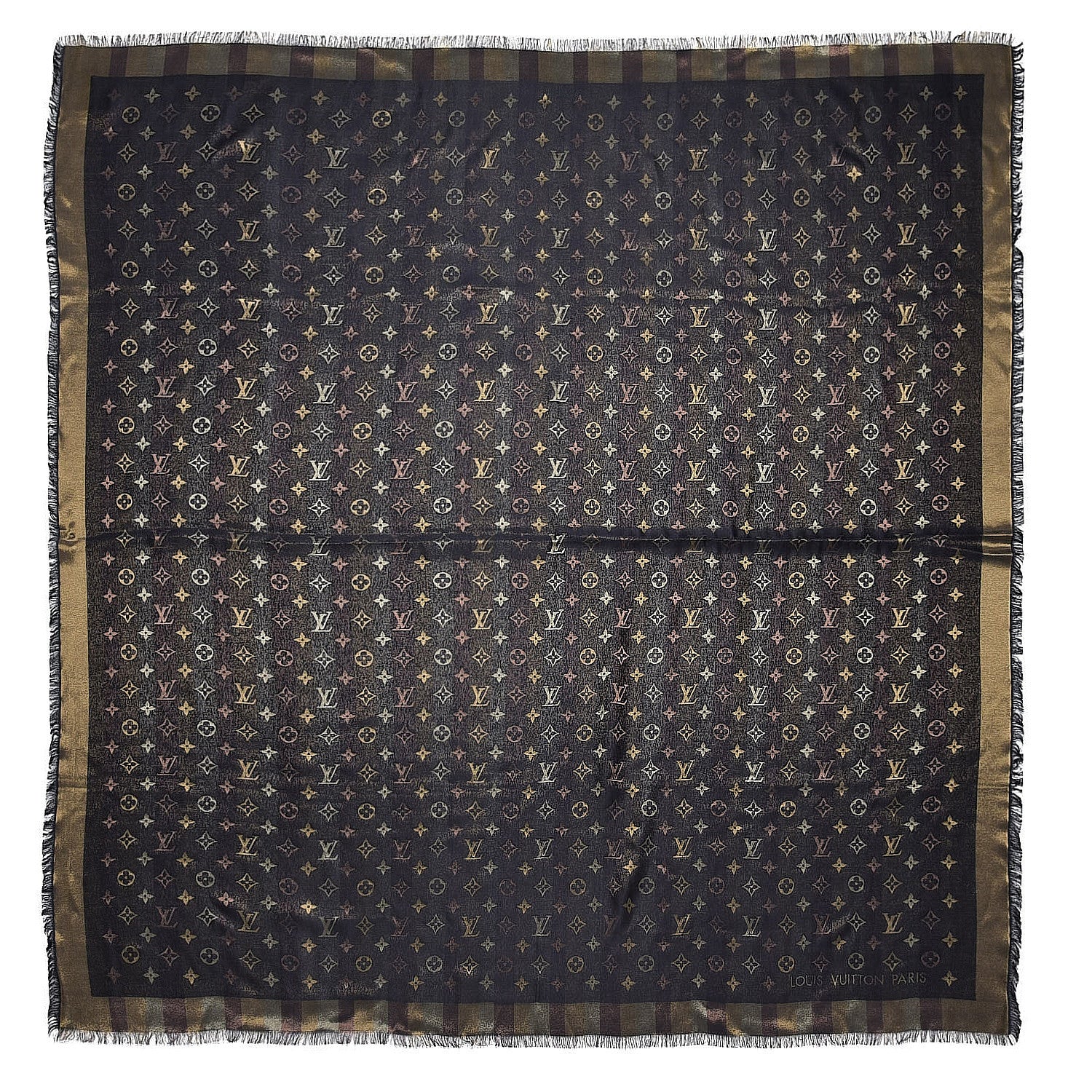 Louis Vuitton Silk Lurex Wool So Shine Monogram Shawl Black 1 of 4