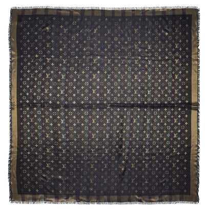 Louis Vuitton Silk Lurex Wool So Shine Monogram Shawl Black 1 of 4
