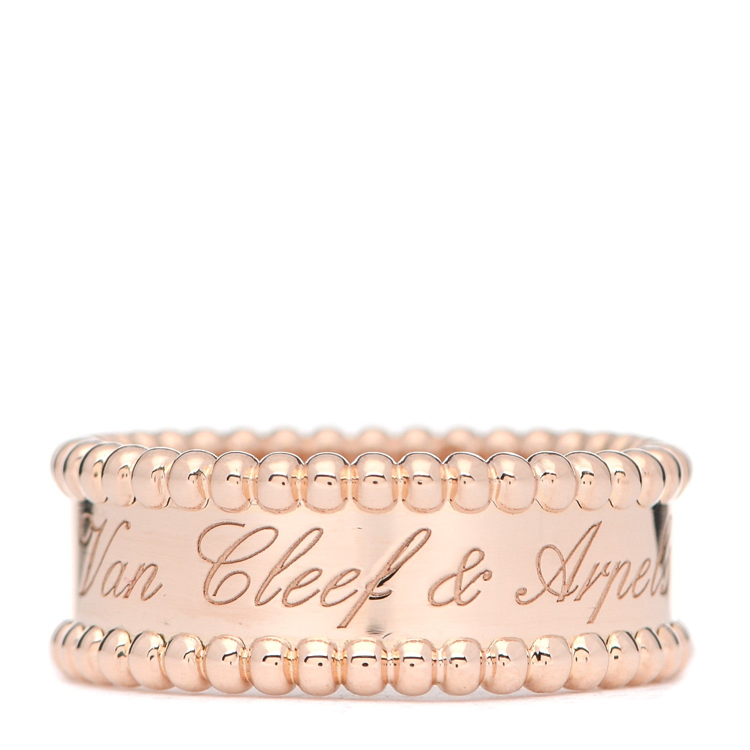 Van Cleef & Arpels 18K Rose Gold Perlee Signature Ring 55 7.25 1 of 5