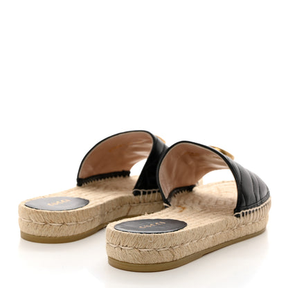 Gucci Nappa Matelasse GG Marmont Espadrille Slide Sandals 37 Black 4 of 10