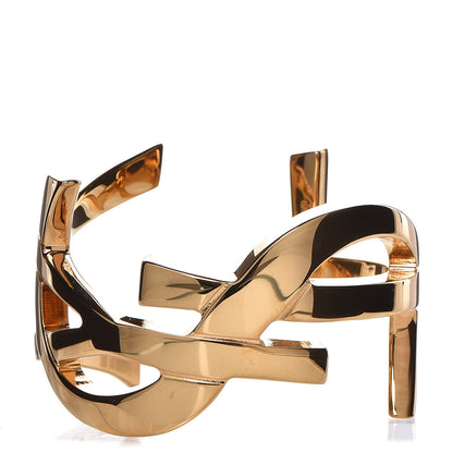 Saint Laurent Brass Monogram Small Cuff Bracelet Gold 1 of 5