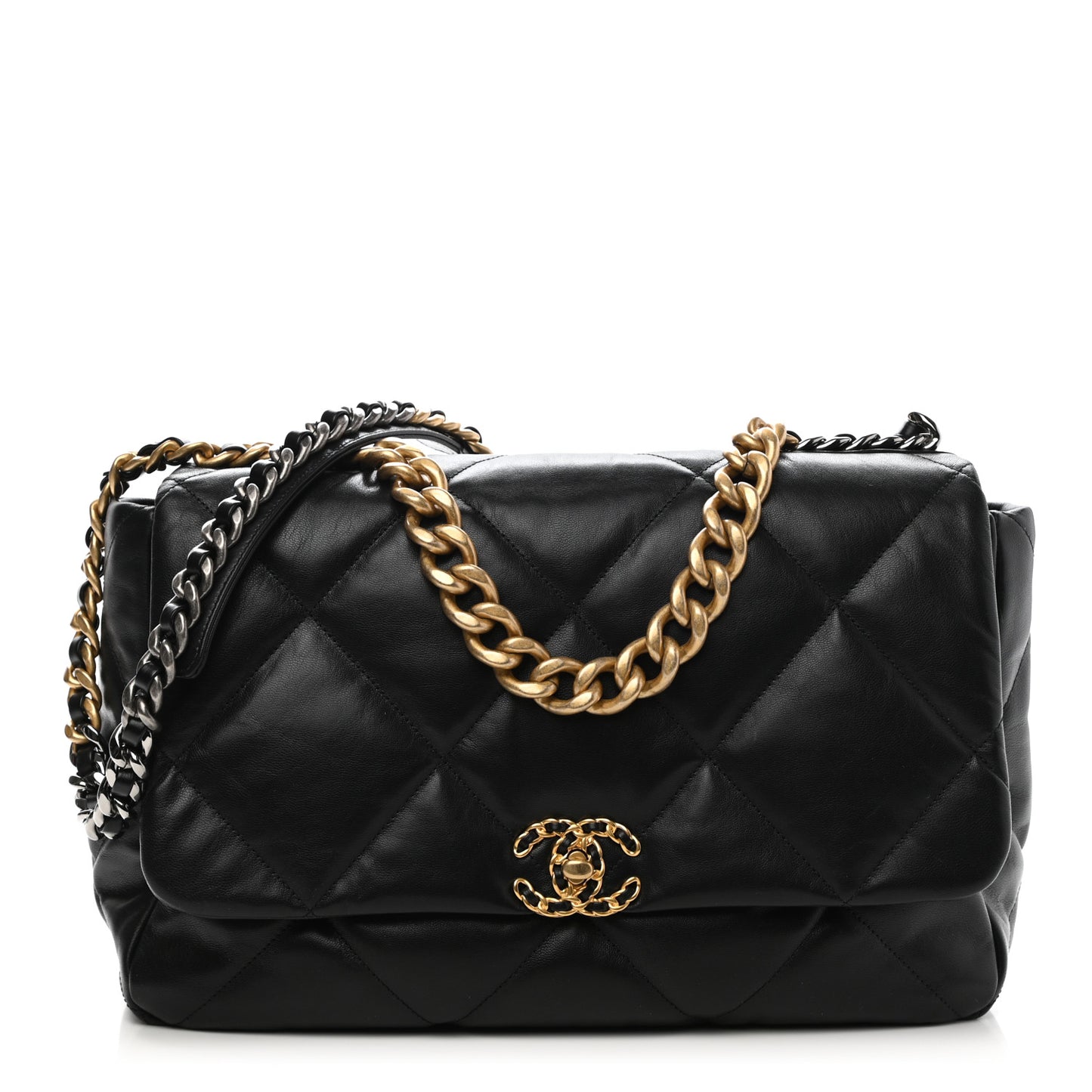 Goatskin Quilted Maxi Chanel 19 Flap Black