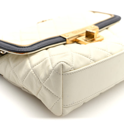 Chanel Lambskin Quilted Mademoiselle East West Flap White Black 9 of 10