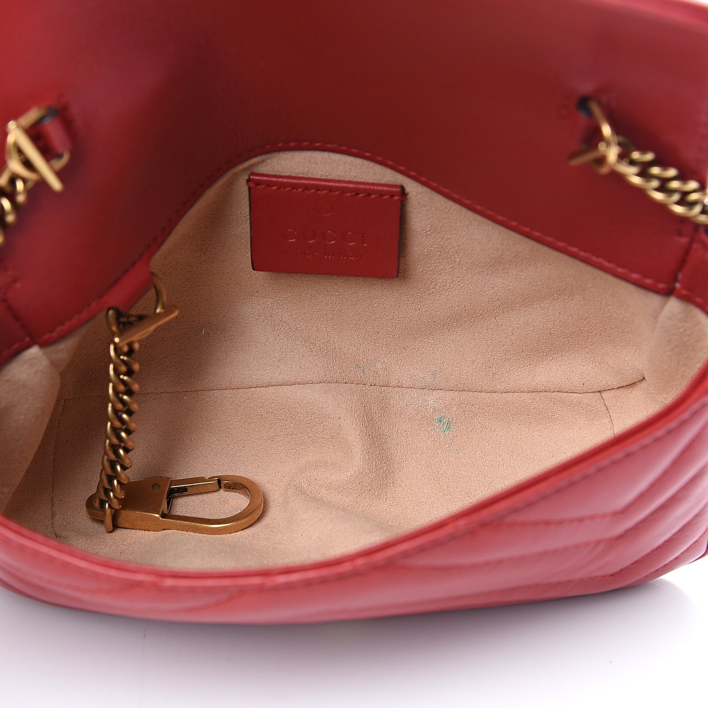 Calfskin Matelasse Super Mini GG Marmont Shoulder Bag Hibiscus Red