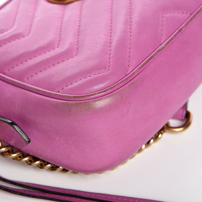 Gucci Calfskin Matelasse Mini GG Marmont Chain Shoulder Bag Candy Mousse 18 of 21
