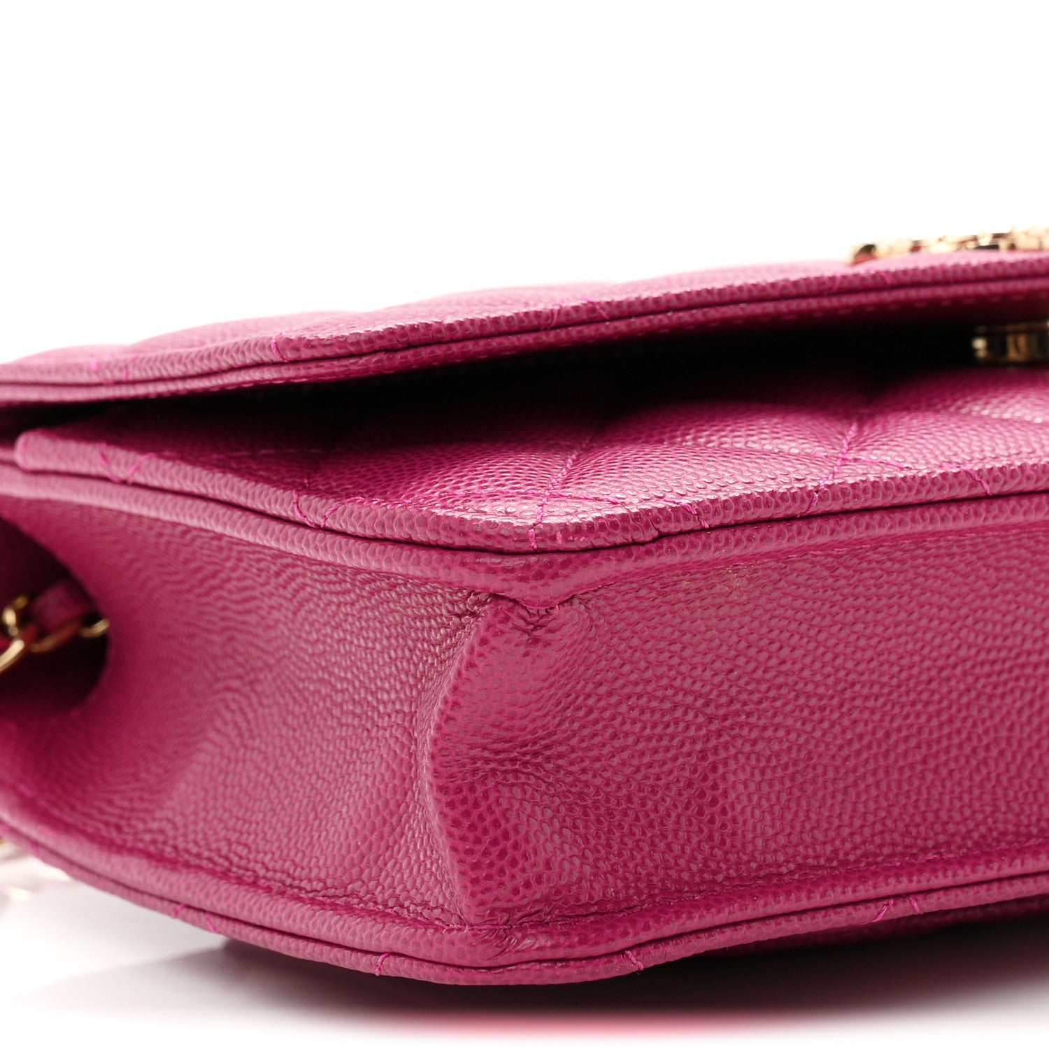 Chanel Caviar Quilted Chain Embossed CC Wallet On Chain WOC Fuchsia 10 of 12