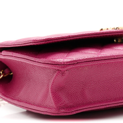 Chanel Caviar Quilted Chain Embossed CC Wallet On Chain WOC Fuchsia 10 of 12