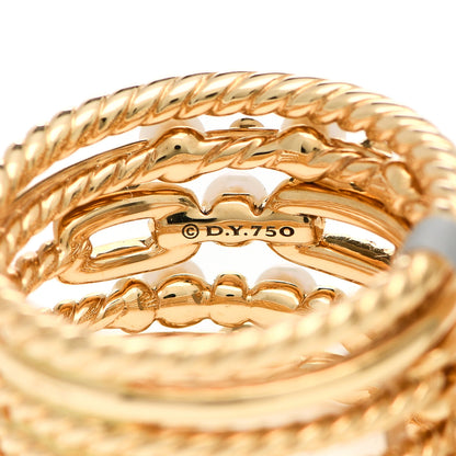 David Yurman 18K Yellow Gold Diamond Pearl 16mm Petite Perle Multi-Row Ring 54 7 4 of 4