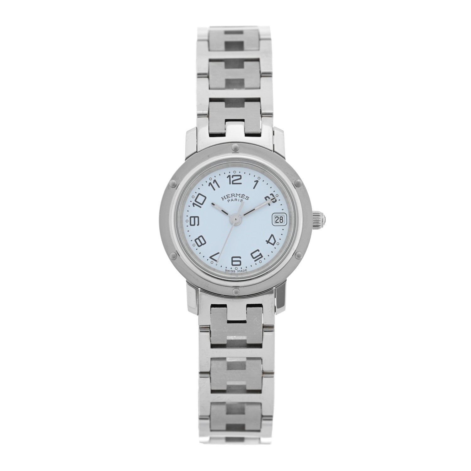 Hermes Stainless Steel 24mm Clipper Quartz Watch White 1 of 5