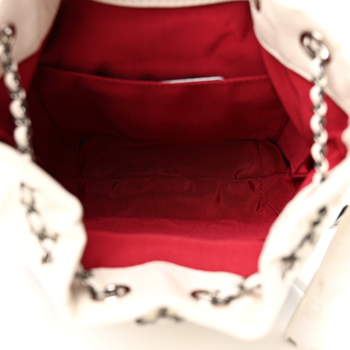 Aged Calfskin Quilted Small Gabrielle Bucket White Black
