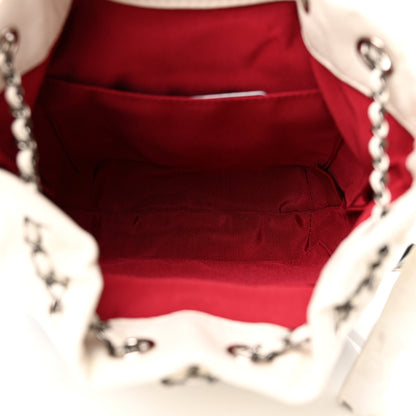 Chanel Aged Calfskin Quilted Small Gabrielle Bucket White Black 5 of 11