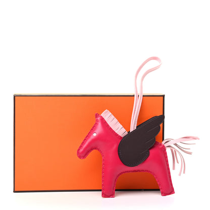 Hermes Milo Lambskin Grigri Rodeo Pegase Horse Bag Charm MM Framboise Rose Sakura Rouge Sellier 5 of 5