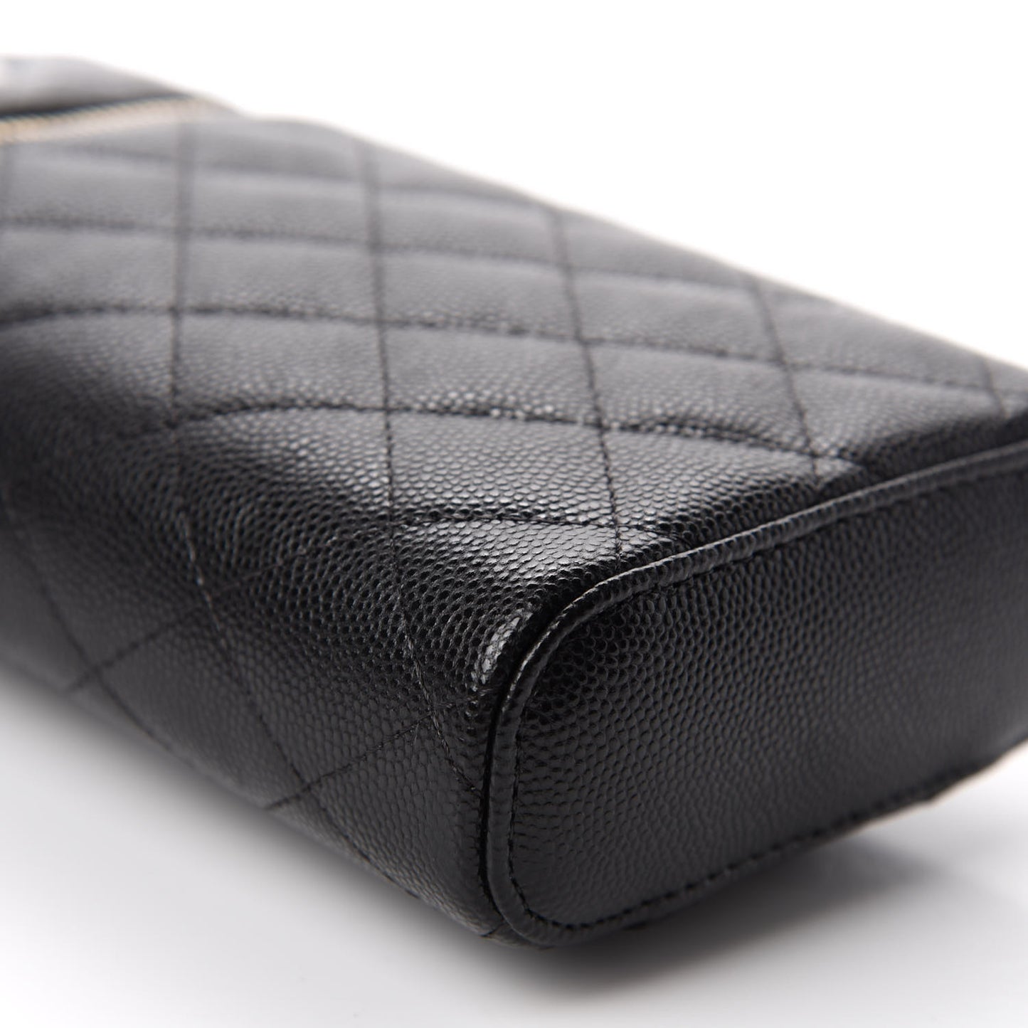 Caviar Quilted Phone Holder With Chain Black