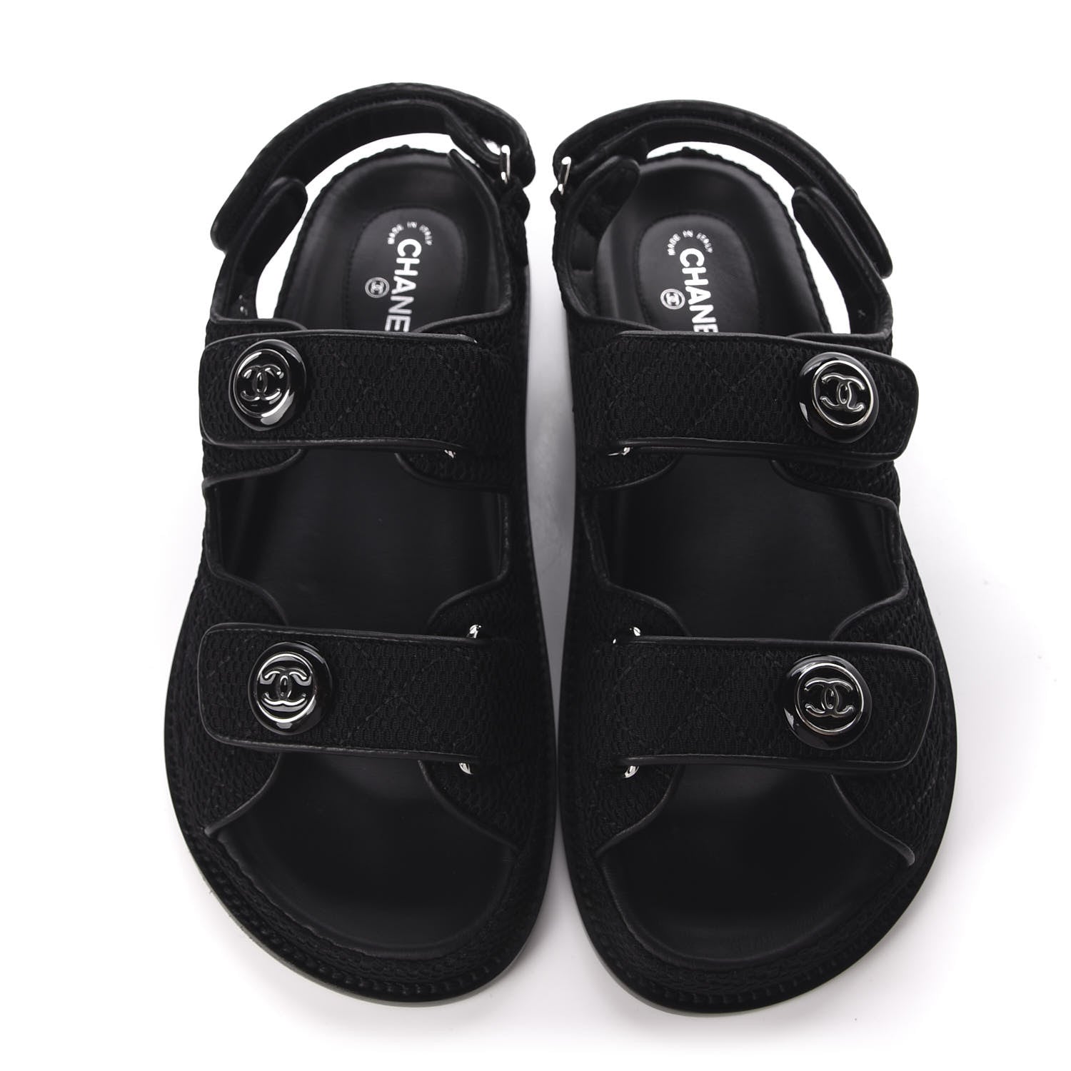 Chanel Fabric Velcro Dad Sandals 36 Black 5 of 12