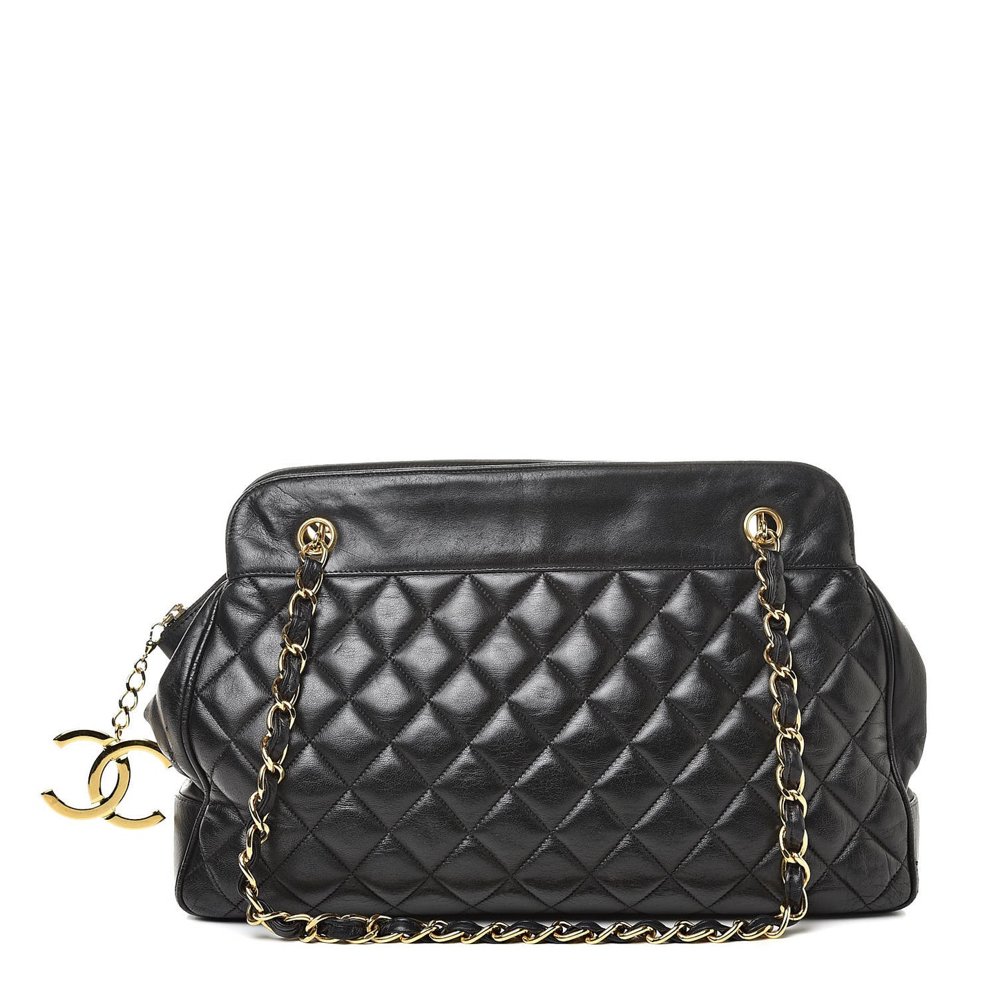 Lambskin Quilted Shoulder Bag Black