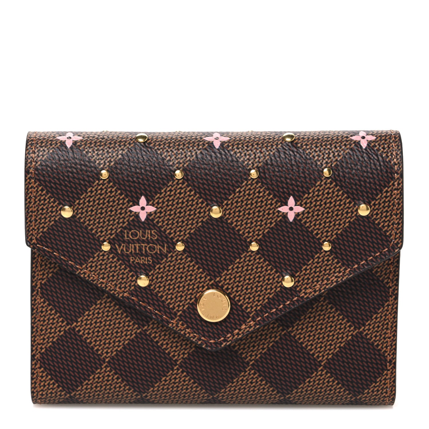 Louis Vuitton Damier Ebene Studded Victorine Wallet 1 of 7
