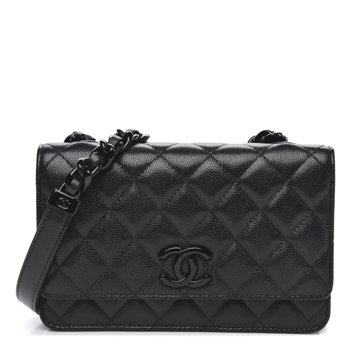 Caviar Quilted My Everything Wallet On Chain WOC Black