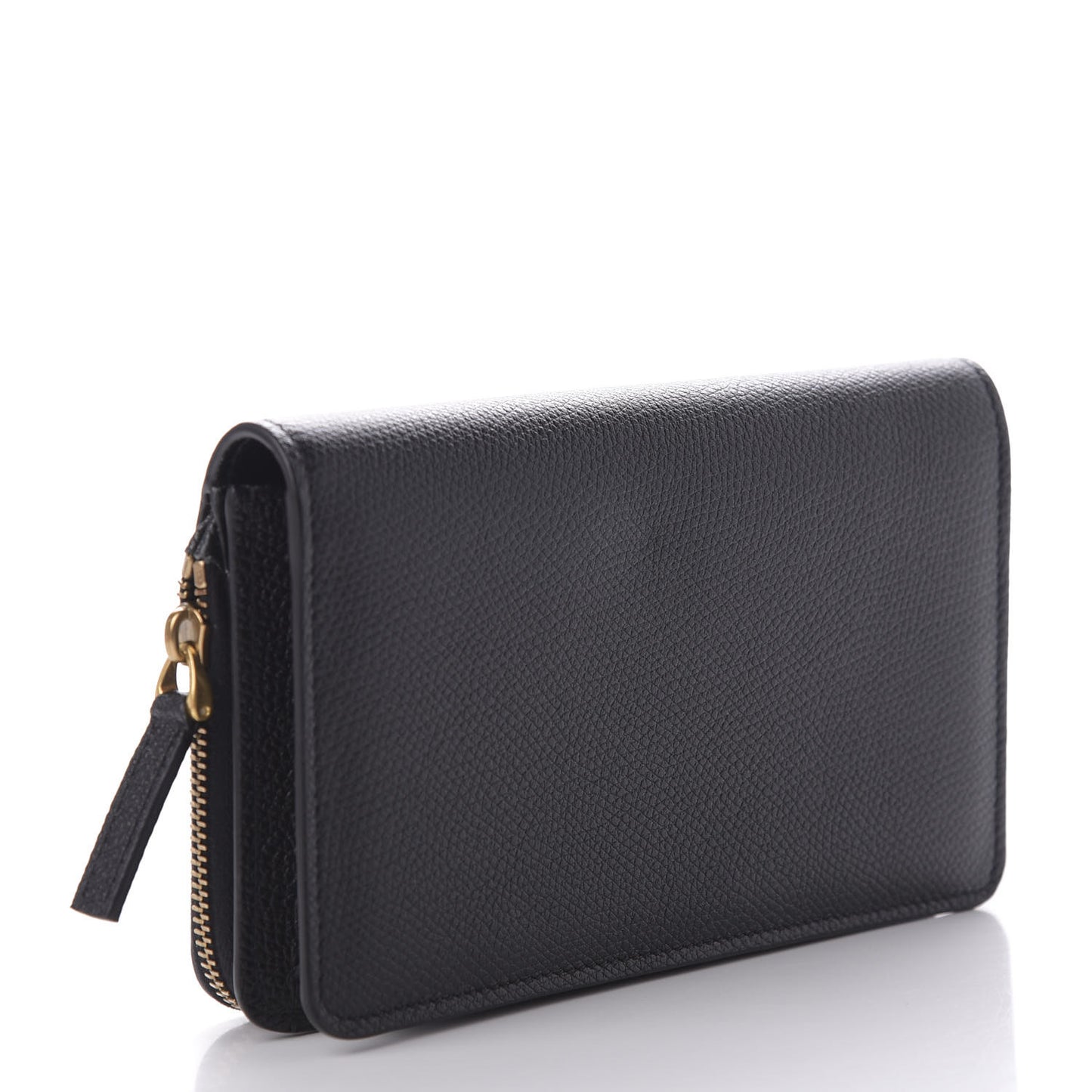 Grained Calfskin Vlogo Zip Around Wallet Black