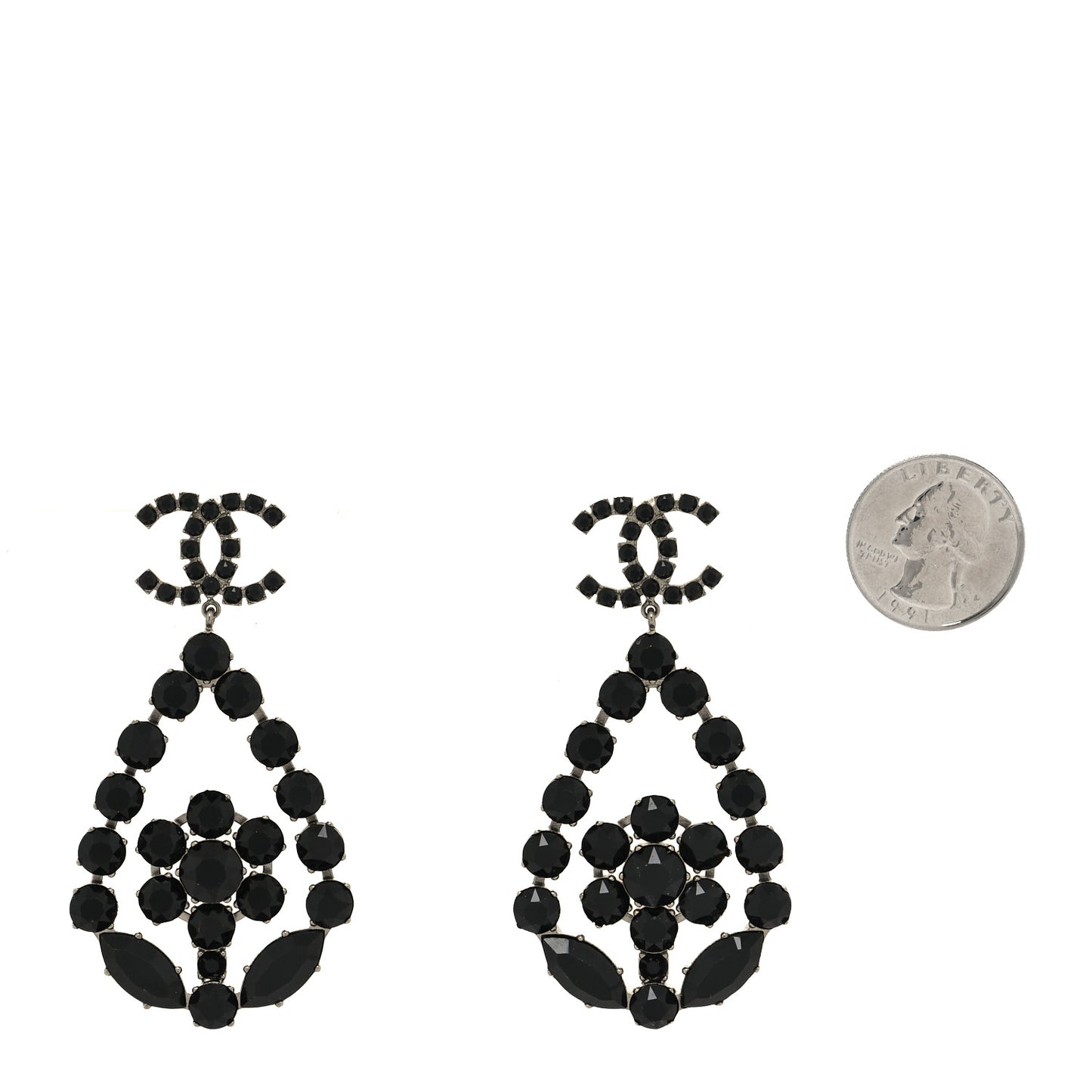 Ruthenium Crystal CC Drop Earrings Black