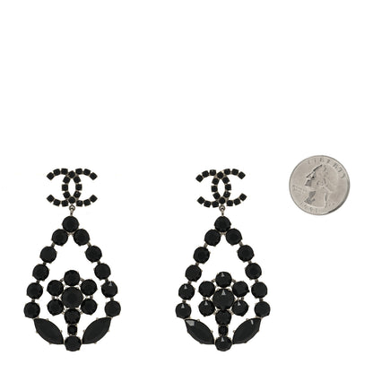 Chanel Ruthenium Crystal CC Drop Earrings Black 2 of 4