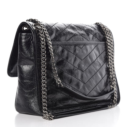 Saint Laurent Crinkled Calfskin Matelasse Monogram Medium Niki Chain Satchel Black 3 of 7