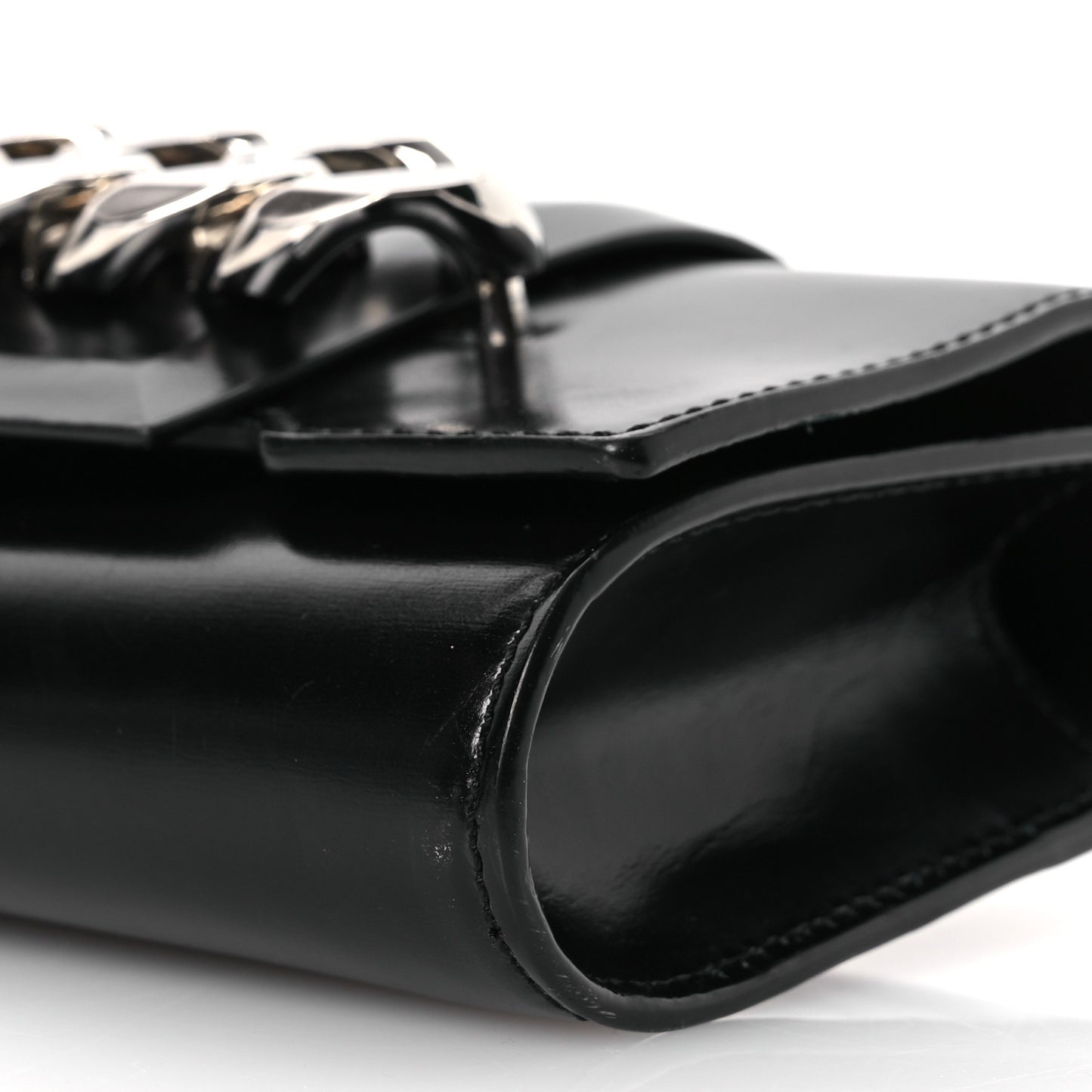 Calfskin Infinity Flap Clutch Black