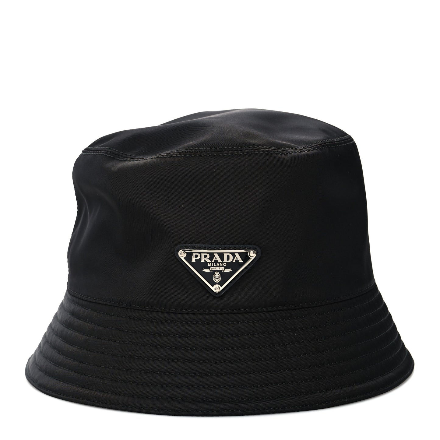 Nylon Metal Triangle Logo Womens Bucket Hat M Black