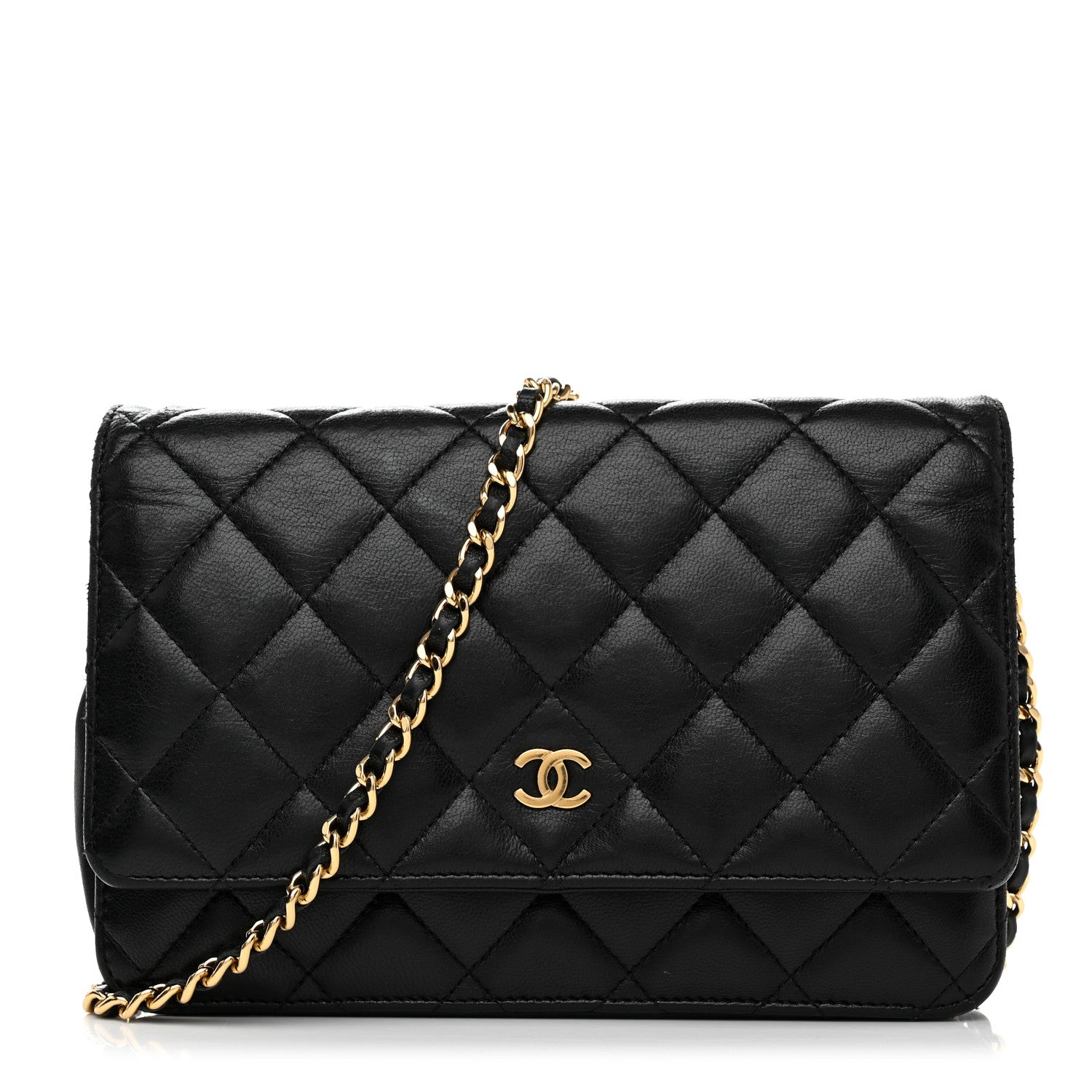 Chanel Lambskin Quilted Wallet On Chain WOC Black 1 of 13