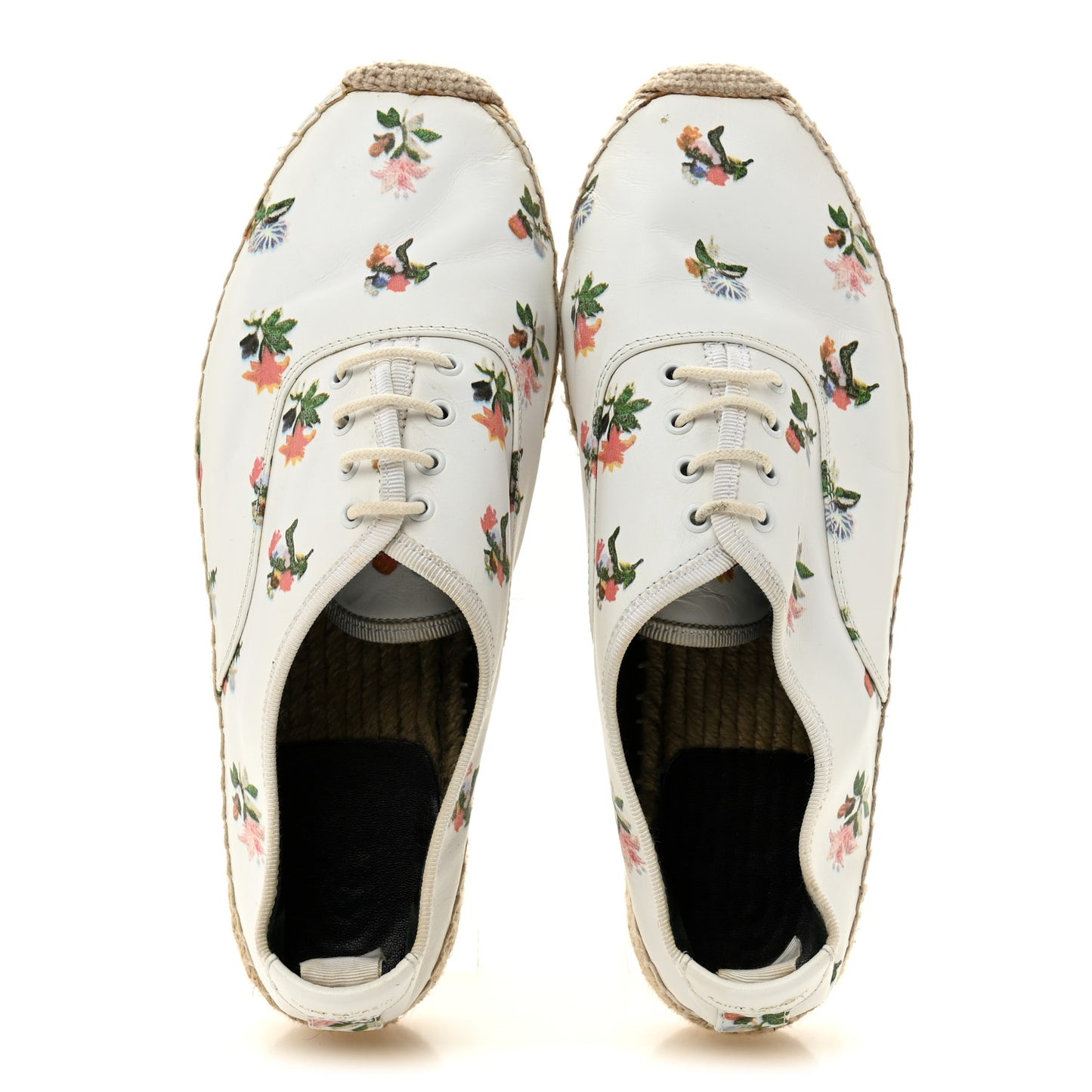 Floral Print Lace Up Espadrilles 39 White