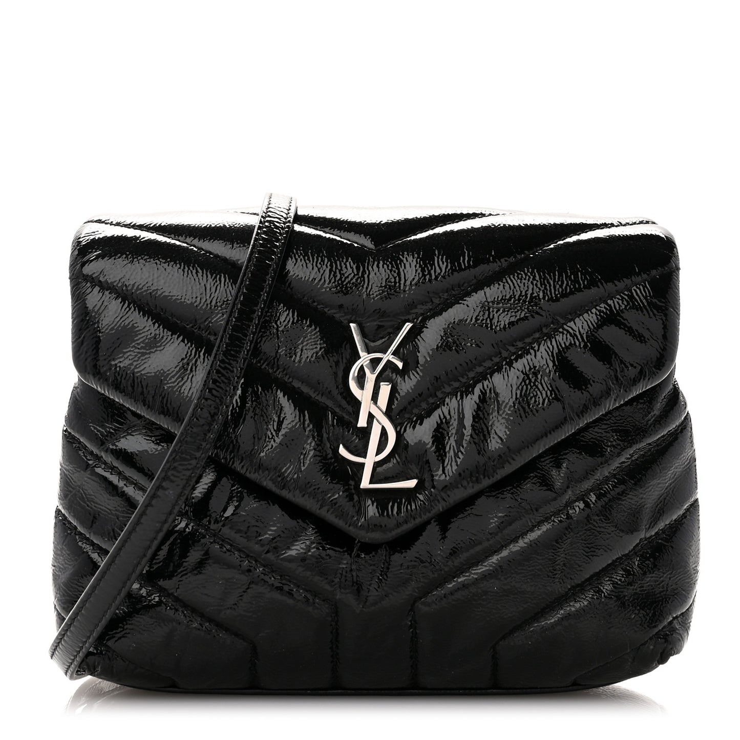Patent Y Quilted Monogram Toy Loulou Crossbody Bag Black