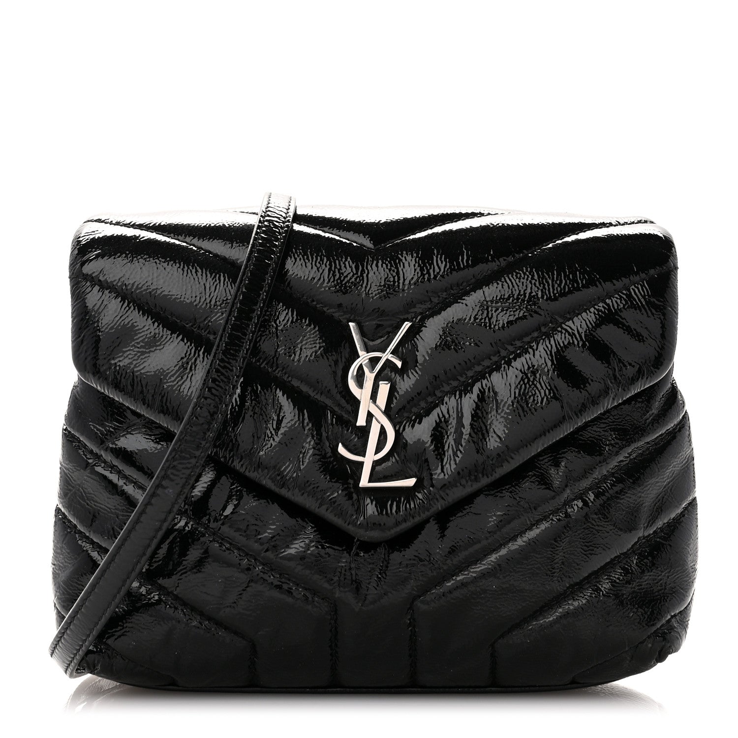 Saint Laurent Patent Y Quilted Monogram Toy Loulou Crossbody Bag Black 1 of 11