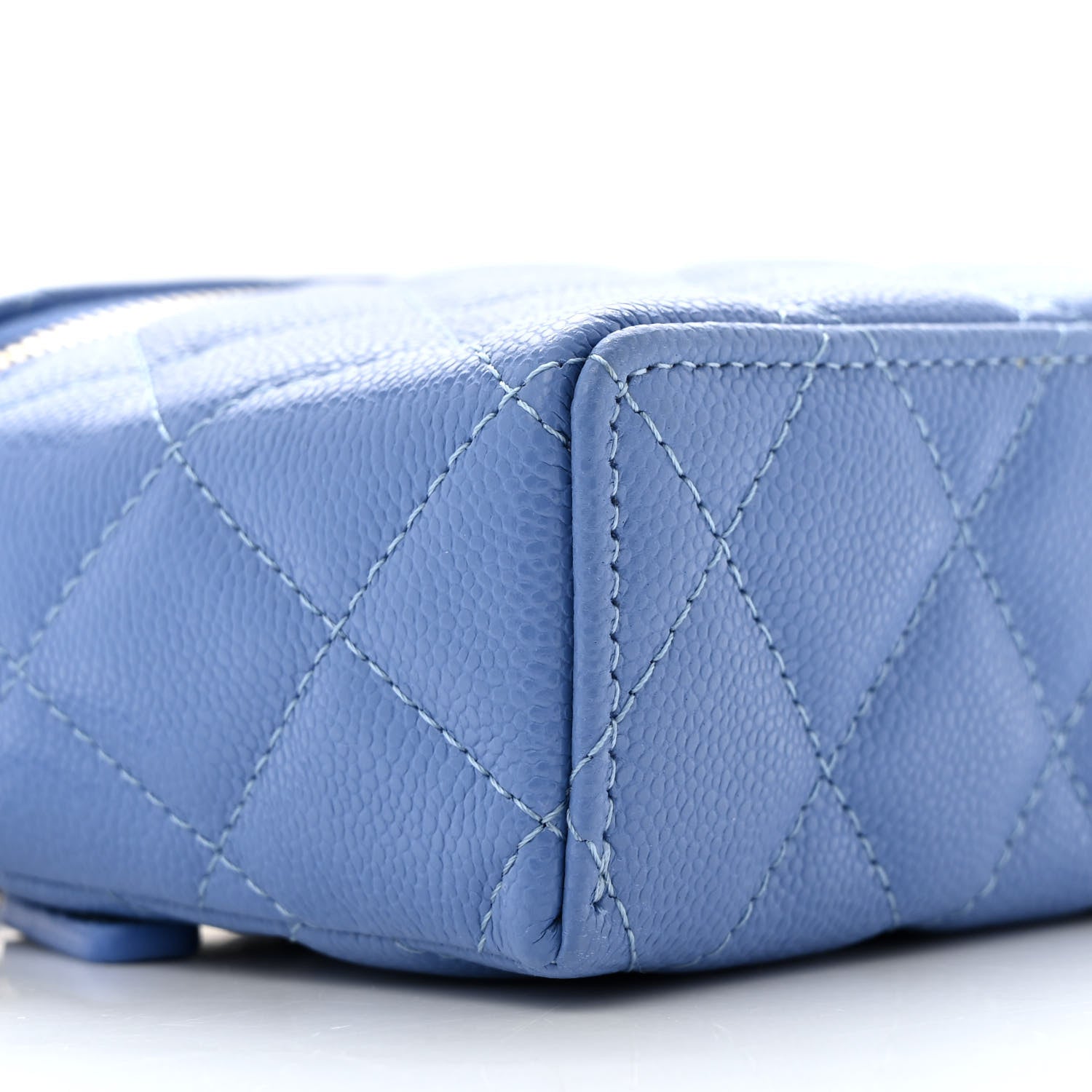 Chanel Caviar Quilted Top Handle Slim Vanity With Chain Blue 8 of 10