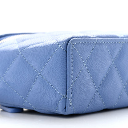 Chanel Caviar Quilted Top Handle Slim Vanity With Chain Blue 8 of 10