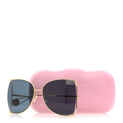 Gucci Oversized Round Sunglasses GG0252S Gold Brown 8 of 8