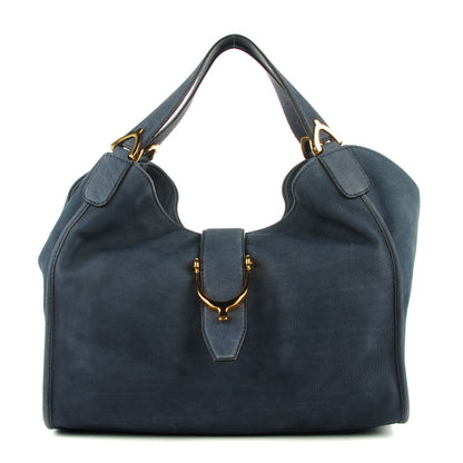 Gucci Nubuck Medium Soft Stirrup Shoulder Bag Navy 1 of 7