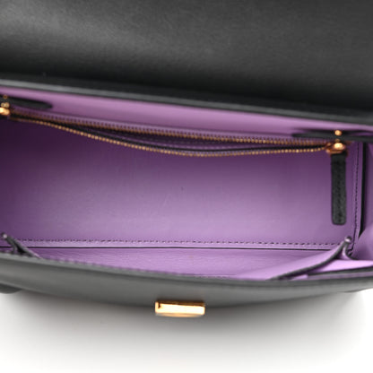Versace Calfskin Medium La Medusa Top Handle Handbag Black Lilac 5 of 11