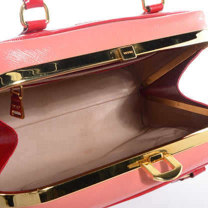 Prada Saffiano Vernice Pyramid Bag Rosso 5 of 8
