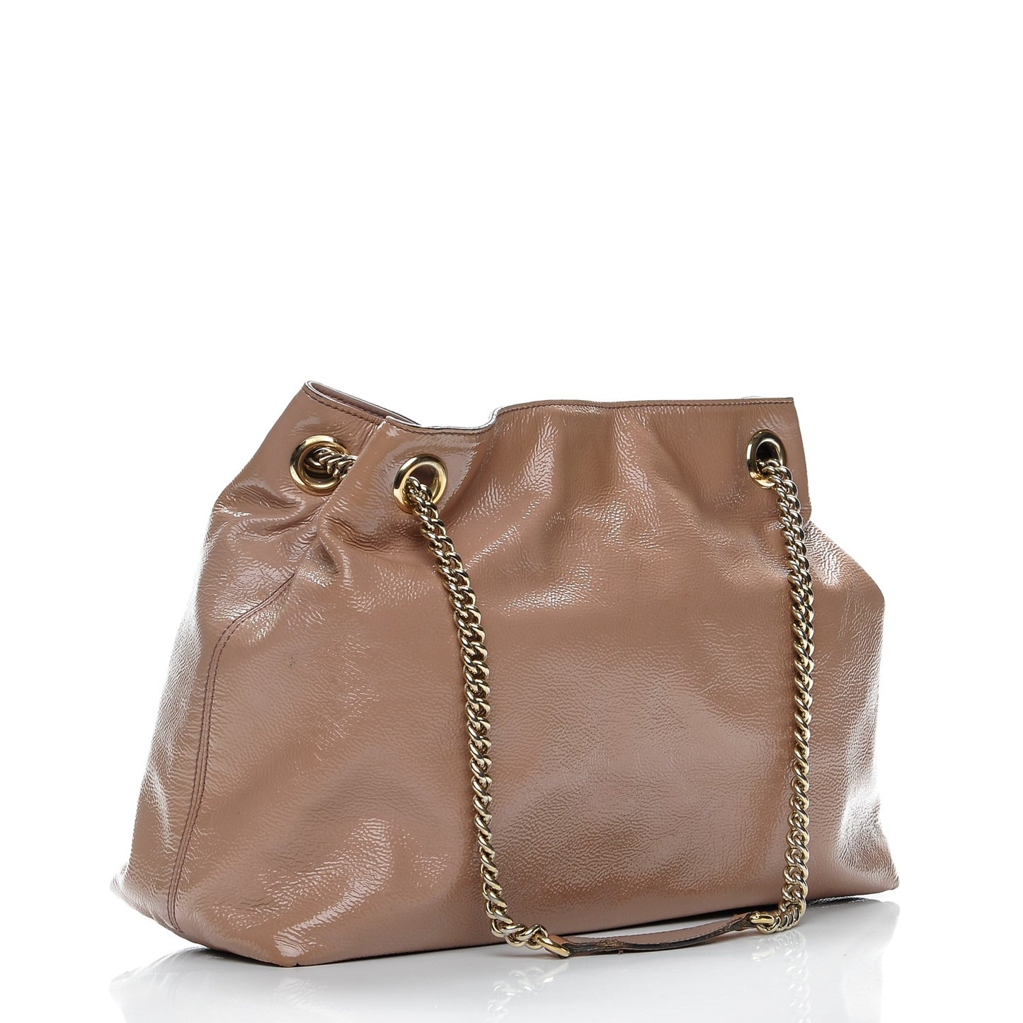 Patent Medium Soho Chain Shoulder Bag Dark Cipria