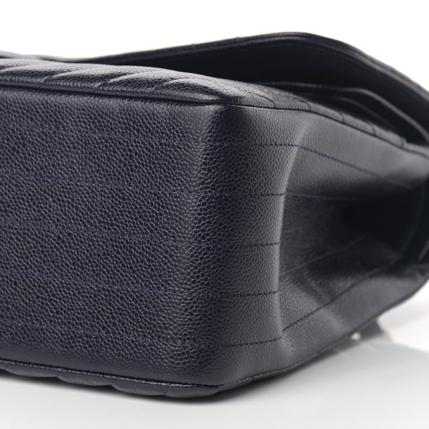 Chanel Caviar Chevron Quilted Jumbo Double Flap Navy 9 of 12
