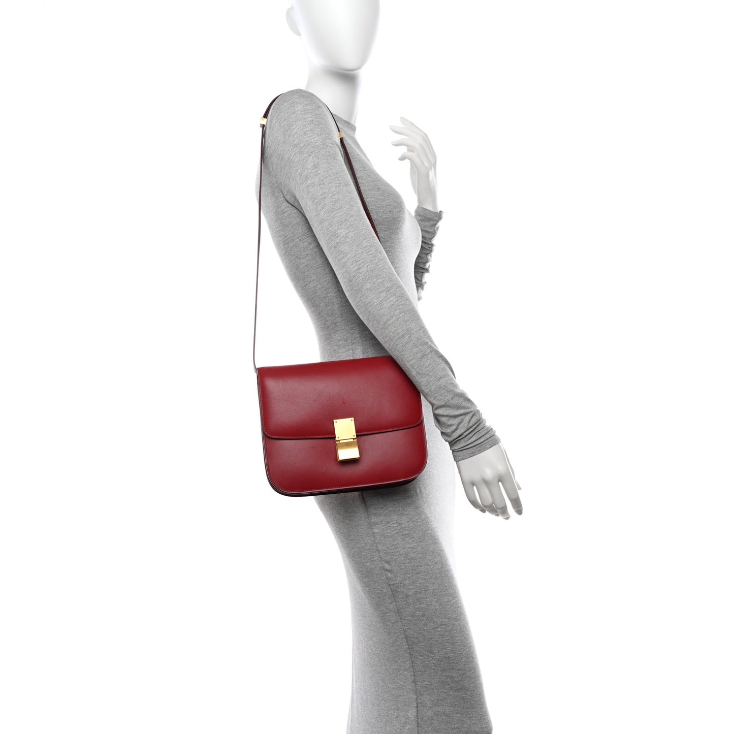 Box Calfskin Medium Classic Box Flap Bag Red