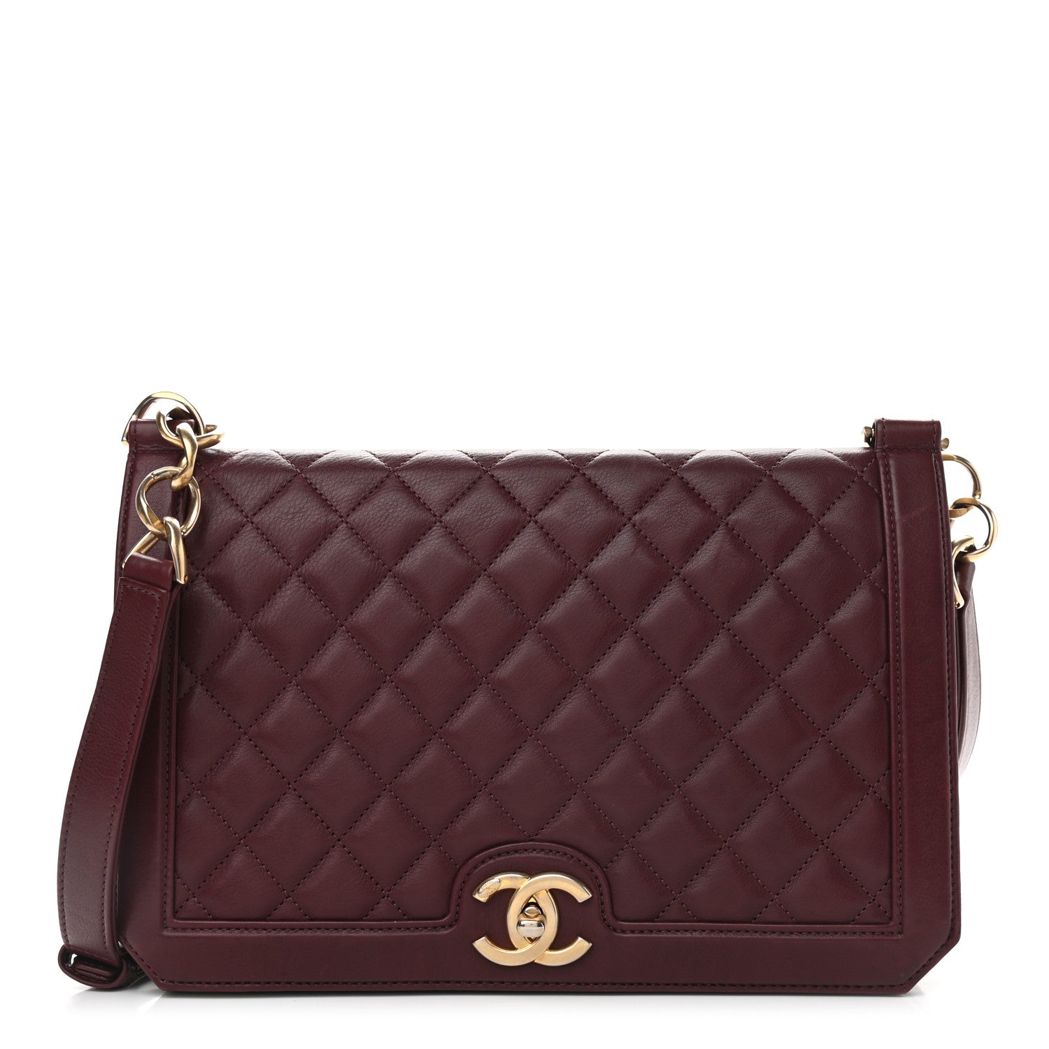 Chanel Calfskin Quilted Large Flap Bag Burgundy 1 of 10