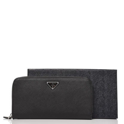 Prada Saffiano Zip Around Wallet Nero Black 8 of 8