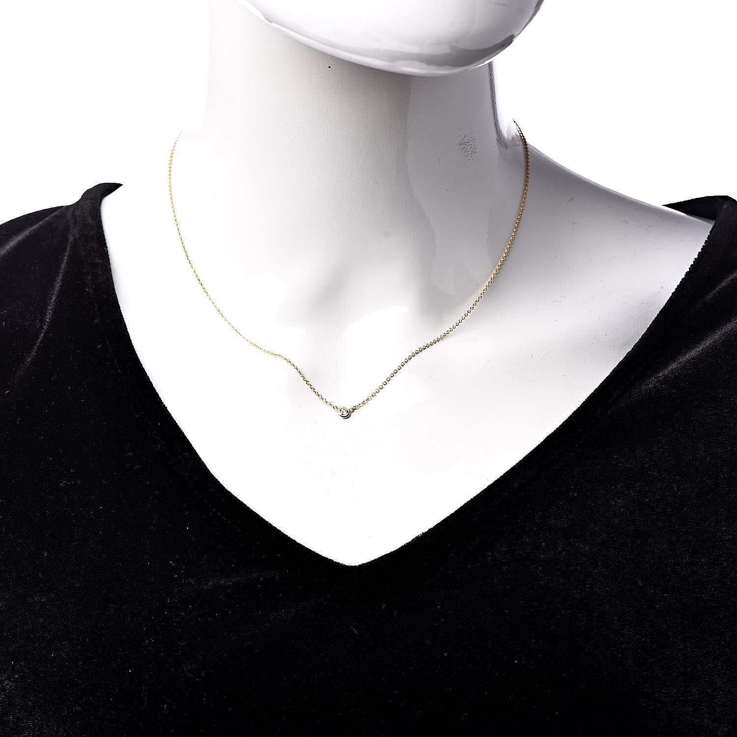 Tiffany 18K Yellow Gold Diamond .07ct Elsa Peretti Diamonds by the Yard Pendant Necklace 2 of 7