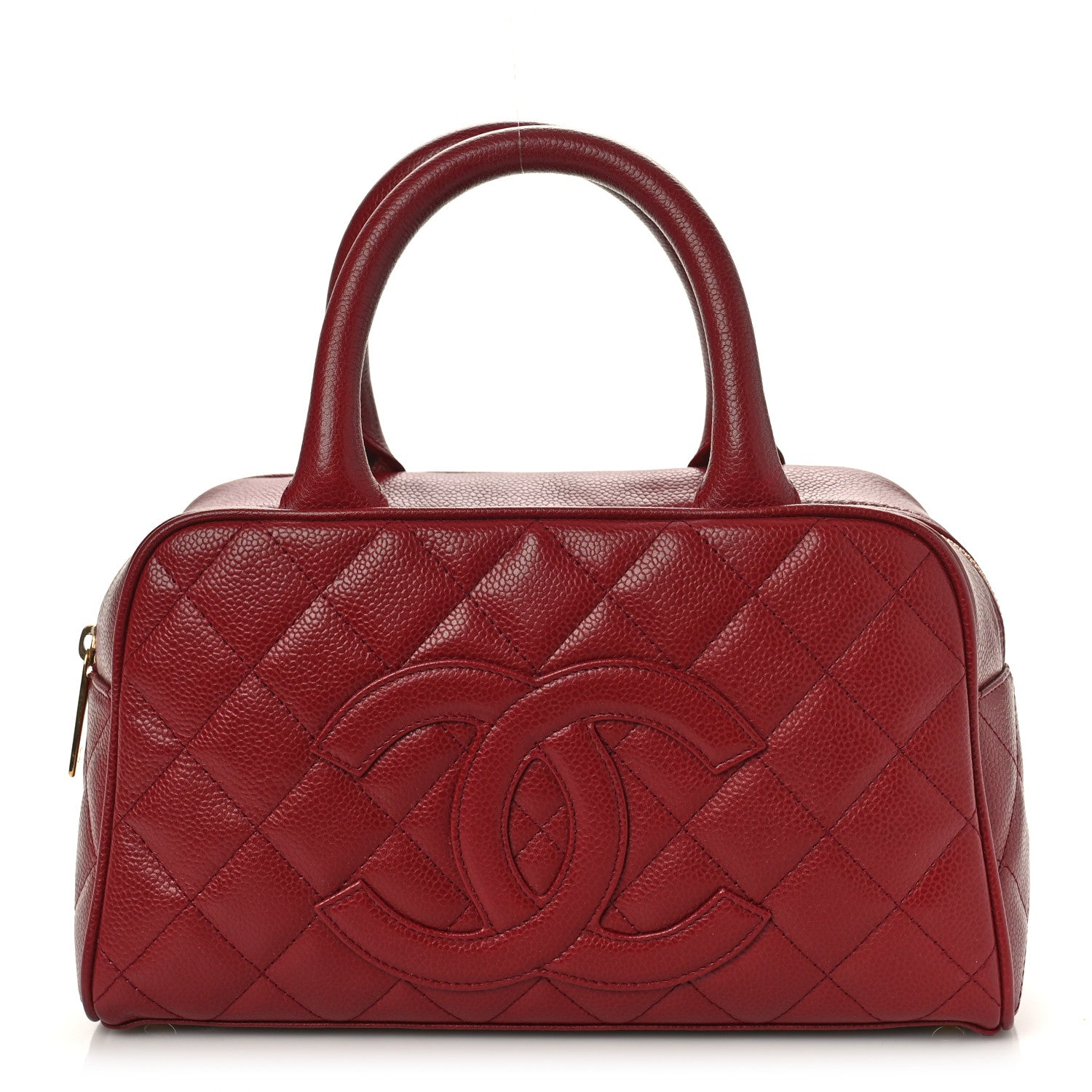 Chanel Caviar Quilted Small Bowler Dark Red 1 of 8