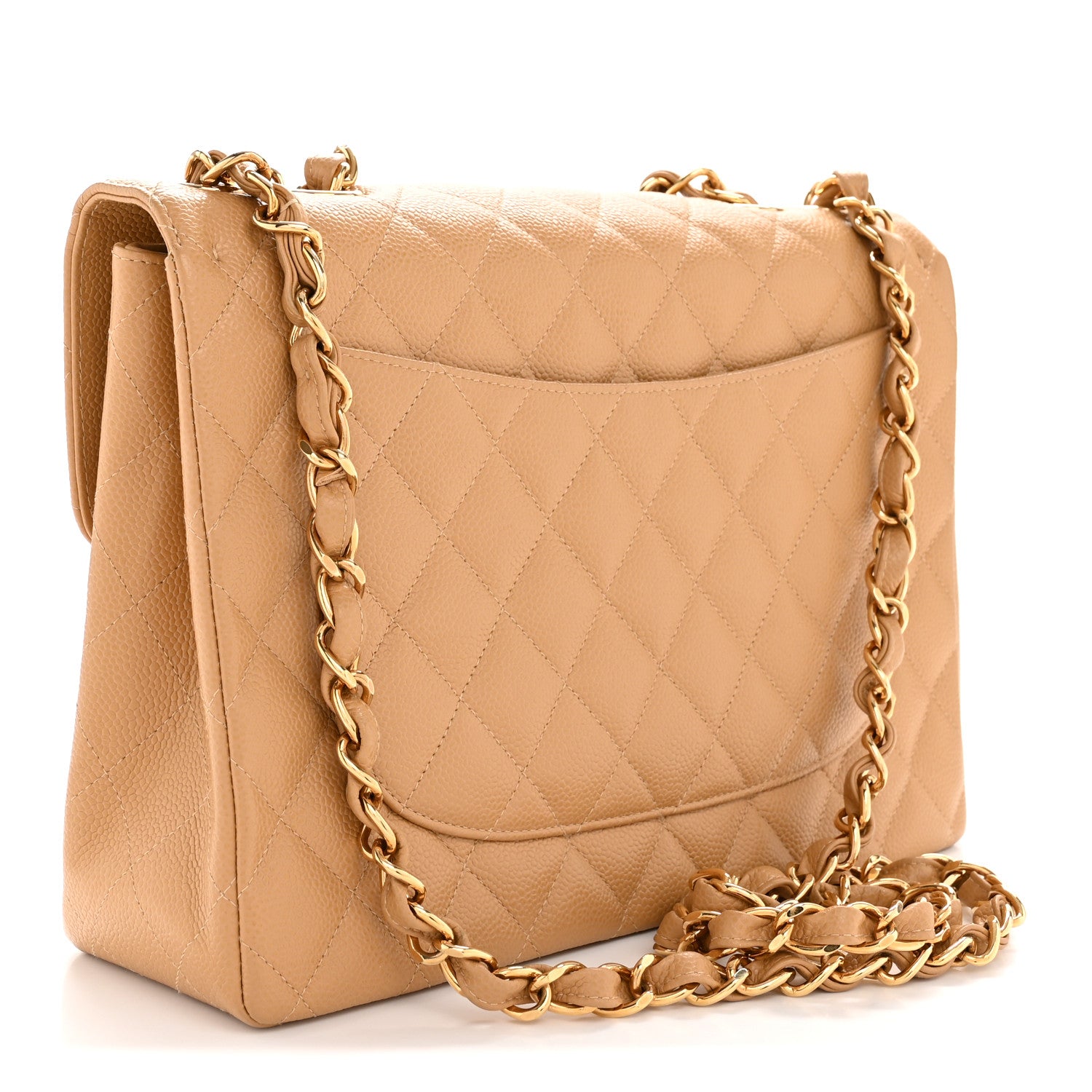 Chanel Caviar Quilted XL Jumbo Single Flap Beige 3 of 13