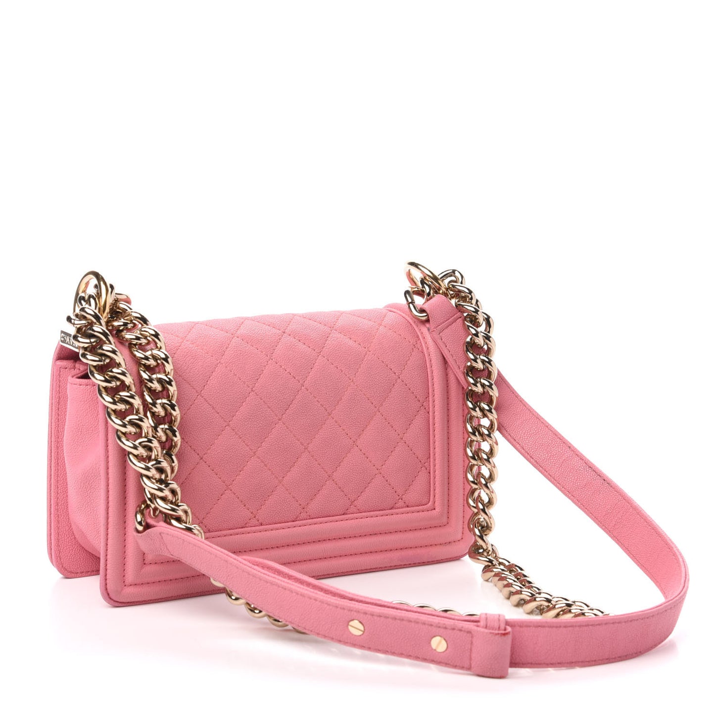 Caviar Quilted Small Boy Flap Pink