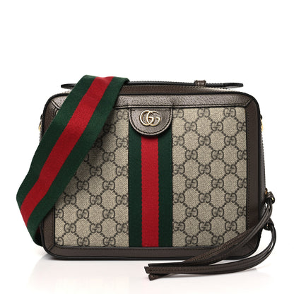 Gucci GG Supreme Monogram Web Small Ophidia Top Handle Shoulder Bag Brown 1 of 10