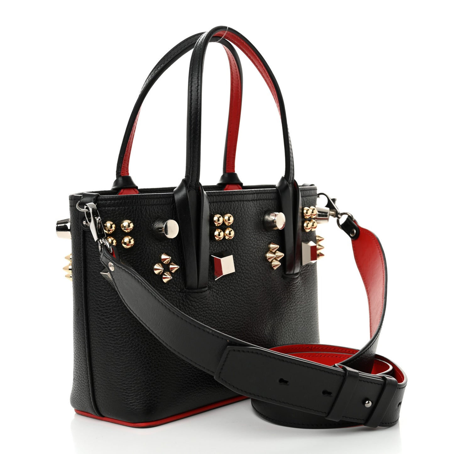 Calfskin Empire Spike Studded Mini East West Cabata Black