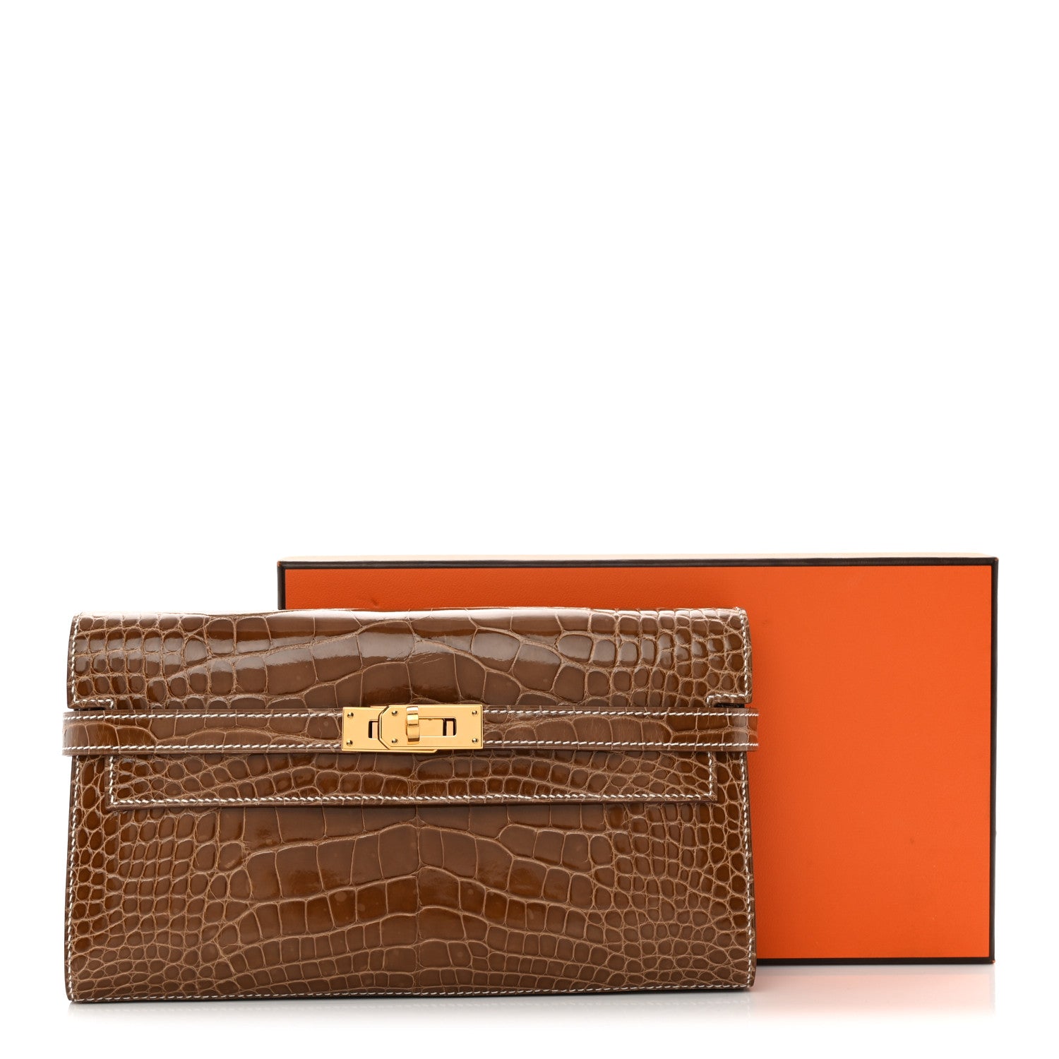 Hermes Shiny Alligator Kelly Longue Wallet Ficelle 12 of 12
