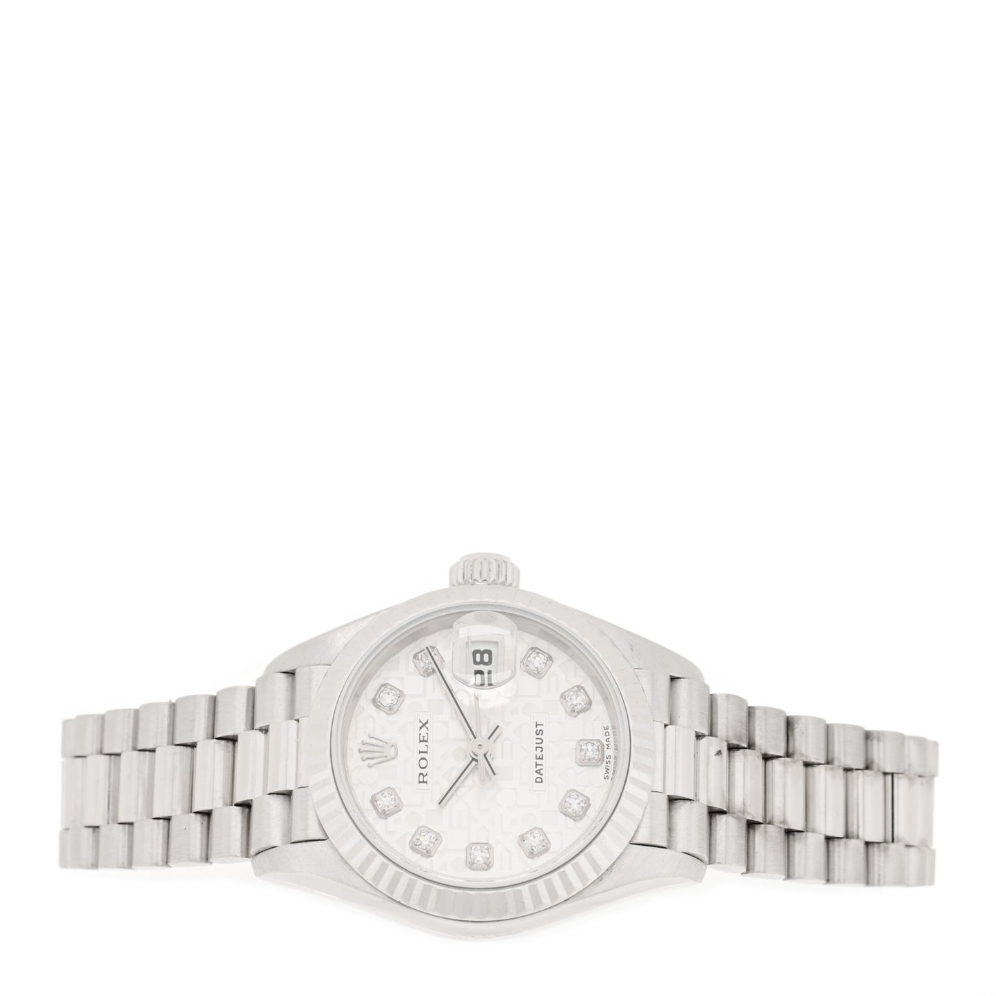 18K White Gold Diamond 26mm Datejust President Watch Silver Jubilee 79179